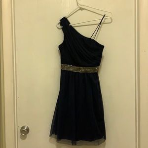 Max & Cleo single shoulder dress, dark blue, new